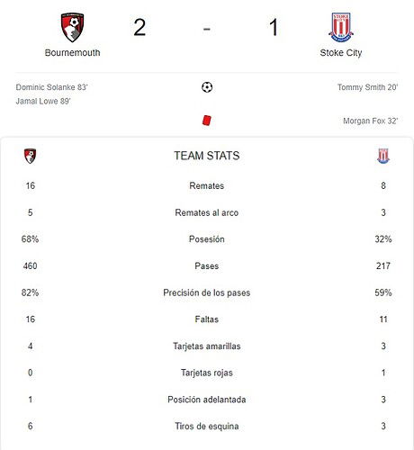 BOURNEMOUTH - STOKE CITY