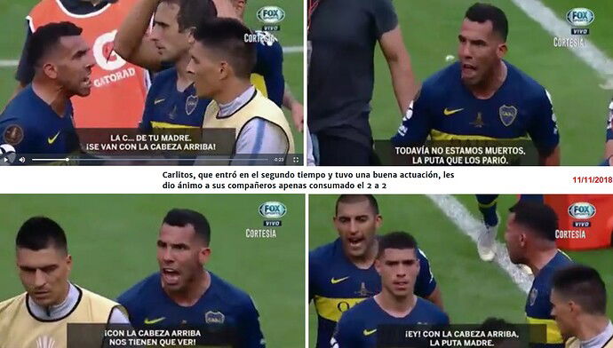 TEVEZ CON LA CABEZA ARRIBA NO ESTAMOS MUERTOS ARENGA AL FINALIZAR BOCA 2 ■■■■■ 2 POPULAR 11-11-2018