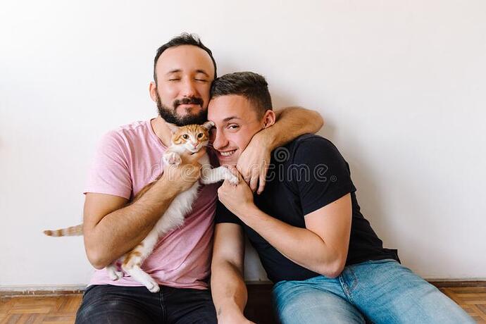 stock-photo-two-caucasian-homosexual-men-sitting-down-playing-their-orange-white-tabby-cat-gay-couple-playing-188743326