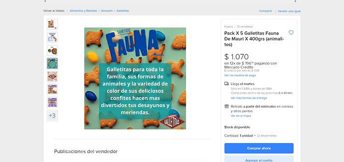 Screenshot 2021-11-20 at 17-19-14 Pack X 5 Galletitas Fauna De Mauri X 400grs (animalitos) - $ 1 070