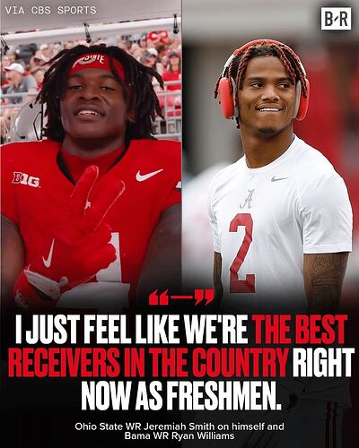 Jeremiah Smith and Ryan Williams are taking over college football as FRESHMEN   (via @cbssports, h-t SoftlyAugust-X)