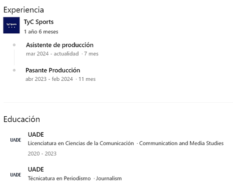 Screenshot 2024-09-06 at 11-28-02 Florencia Chiusano - Asistente de producción - TyC Sports LinkedIn