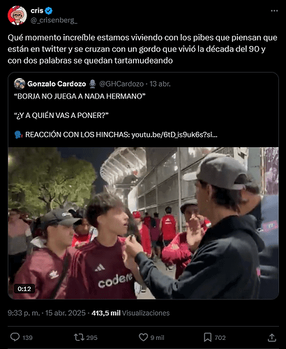 Screenshot 2025-04-16 at 15-01-50 (7) cris en X Qué momento increíble estamos viviendo con los pibes que piensan que están en twitter y se cruzan con un gordo que vivió la década del 90 y con dos palabras se quedan tartamudean...