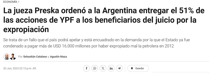 Screenshot 2025-06-30 at 16-08-03 La jueza Preska ordenó a la Argentina entregar el 51% de las acciones de YPF a los beneficiarios del juicio por la expropiación - Infobae