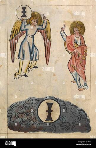 an-angel-bearing-a-millstone-and-casting-it-into-the-sea-st-john-witnessing-the-scene-at-the-side-rev-1821-apocalypse-in-german-c-1350-c-1370-source-add-15243-f31-R54F1T