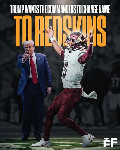 President Trump is in favor of Washington changing their team name back to the Redskins. “Now, Washington. The Redskins, perhaps that’s a little different, a little bit different, but I can tell you that I spoke t