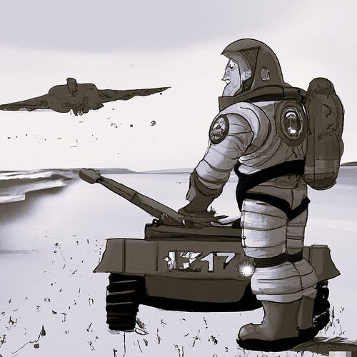 DALL·E 2023-03-25 15.44.09 - buzz lightyear with a m1garand on the second world war arriving at omaha beach with the style of the movie and detailed