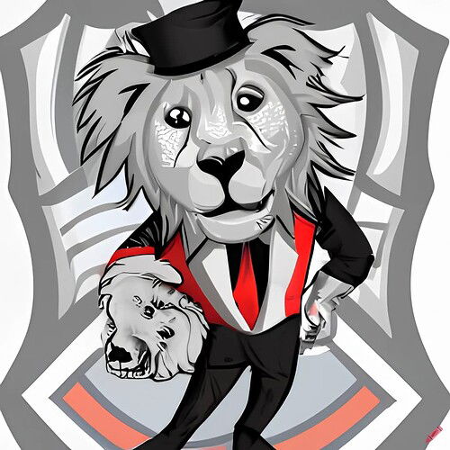craiyon_204037_white_lion_with_river_plate_shirt__top_hat_and_black_tuxedo__as_sports_mascot
