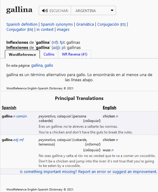 Screenshot 2021-10-26 at 22-54-39 gallina - Diccionario Inglés-Español WordReference com